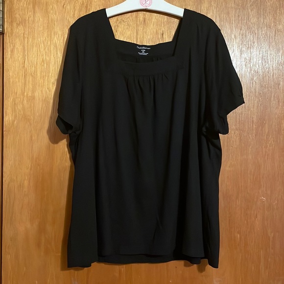 •CROFT & BARROW•BLACK FLOWY BODICE SQUARE NECKLINE SHORT SLEEVE TOP. SIZE 2X EUC - Picture 7 of 7